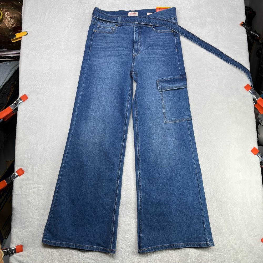 Sofia Vergara Margot Wide Leg Jeans Women 12 Blue Luxe Vintage Denim - 32X32 NWT